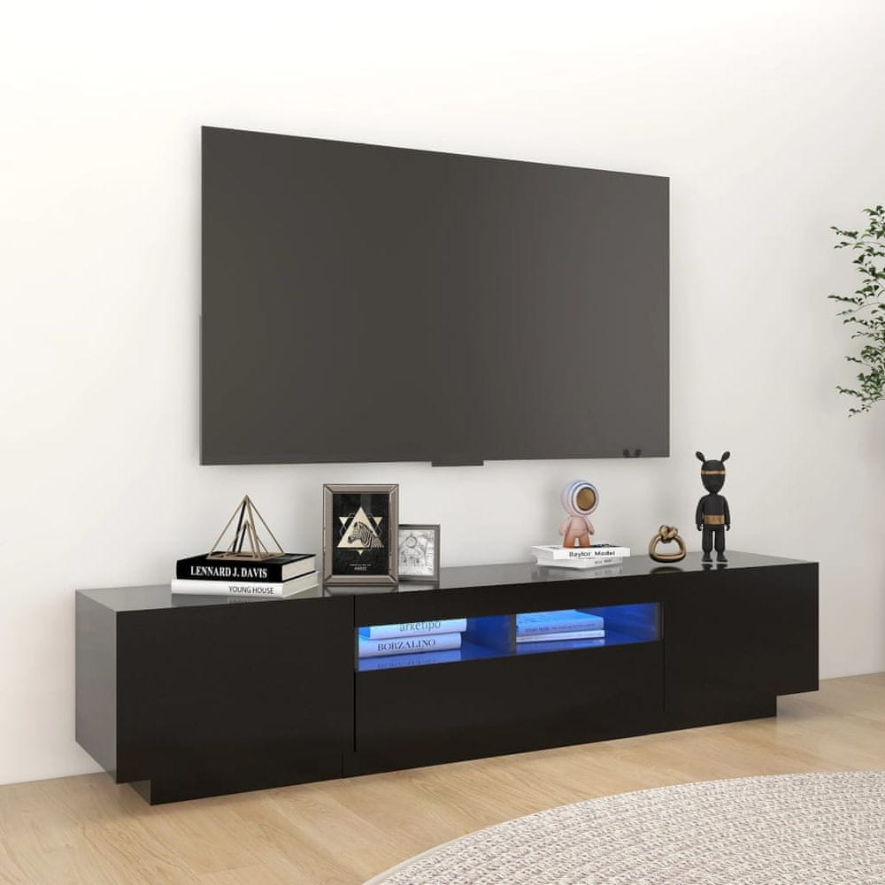 Vidaxl TV skrinka s LED svetlami čierna 180x35x40 cm